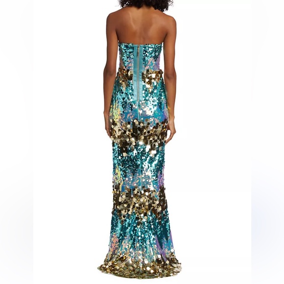 Bronx and Banco Blue and Gold Sequin Gown Dress - Picture 2 of 2